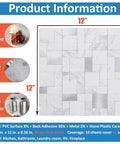 Self Adhesive Stainless Steel Tile Backsplash Kit With 10 Sheets Of 12 By 12 Inch Metal Tiles product information chart