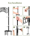 Installation steps for Freestanding Garden Hose Holder for Outdoor Use Sturdy Heavy Duty Metal Water Hose Hanger and Storage Stand Black