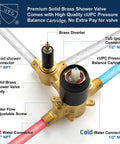 Brushed Gold Shower Faucet Set With Waterfall Tub Spout Complete Shower System Kit With Trim Rough In Valve