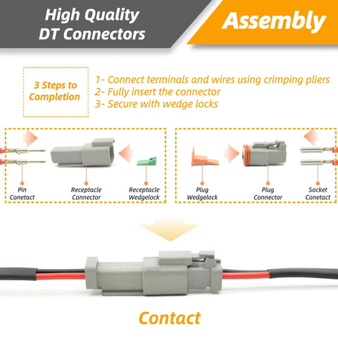 Pro Grade Deutsch DT Connector Kit With Ratcheting Crimper For Automotive Wiring, 216 Piece Set assembly instructions