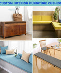 Custom Size Bench Cushion With Linen Cover And Zipper For Indoor Outdoor Benches Universal Fit Seat Pad For Patio Or Window Seats