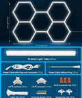 Six Sided LED Garage Light With Five Grid Panels Hella Bright 26520 Lumens Natural White 6500K components and dimensions