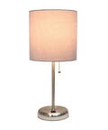 Brushed Steel Stick Table Desk Lamp With USB Charging Port And Teal Drum Fabric Shade For Modern Home Office And Living Room