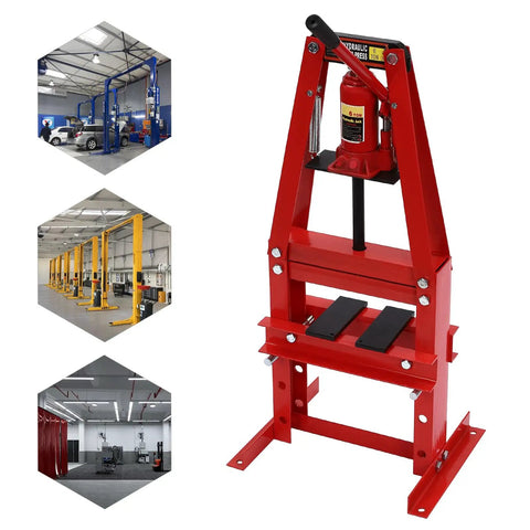 Heavy Duty 6 Ton Hydraulic Shop Press A Frame Benchtop With Press Plates And Adjustable Working Table Height For Car Repair And Garage Projects Red Pro Grade Construction