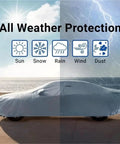 Six Layer Waterproof Car Cover For All Weather Outdoor Shield With Zipper Cotton Lining UV Sun Protection on sedan