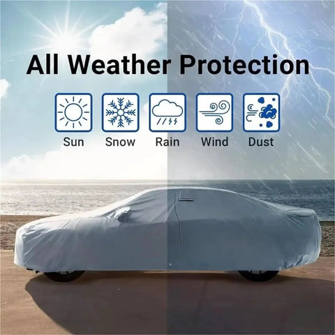 Six Layer Waterproof Car Cover For All Weather Outdoor Shield With Zipper Cotton Lining UV Sun Protection on sedan