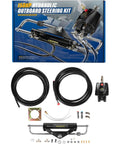 Beefed-Up 150HP Hydraulic Outboard Steering Kit for Single-Engine Boats, Built-In Two-Way Lock Cylinder, 150 HP Helm Pump, 26ft Hydraulic Hoses, Complete Marine Steering System for One Station Use