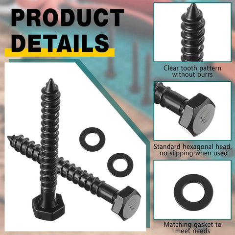 Heavy Duty Wood Lag Screws Set One Quarter Inch By Two Inch Hex Head Lag Bolts With Washers Fifty Counts Carbon Steel Black Zinc Plated