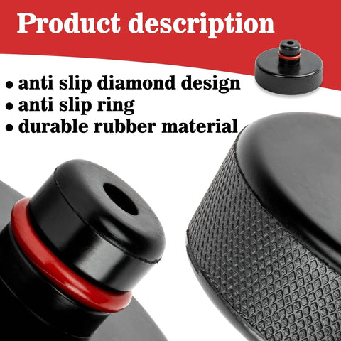 Tesla jack pad lifting puck; rubber pad with red ring, knurled surface, 4-pack black