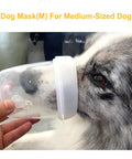 Dog Nebulizer Cup and Inhaler Mask Kit for Medium Size Dogs being used on a dog, side view close-up.