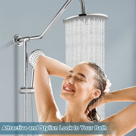 Polished Chrome Retrofit Rain Shower System With 8 Inch Rainfall Head, ABS Handheld Sprayer, Wall Mount Shower Faucet Combo