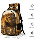 Dope Golden Hour Lion Printed Unisex Backpack With Large Capacity For School Travel And Everyday Carry Durable Polyester