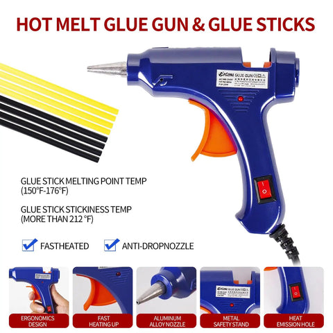 97 Piece Car Dent Repair Kit With Golden Lifter, Slide Hammer T-Bar, Bridge Puller, Paintless Dent Removal Tools For Dings And Car Refrigerator Door Dents, DIY Auto Body Fix At Home That Will Not Scratch Paint hot melt glue gun with glue sticks