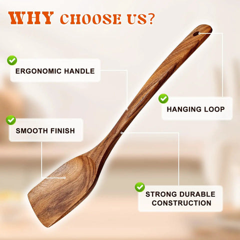 Two Pack Acacia Wood Spatulas Set With Solid And Slotted Turners Long Handle Flat Frying Spatulas For Cooking Frying And Baking Eco Friendly