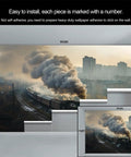 Steam Train Wall Mural With Vintage Locomotive On City Tracks 3D Look For Living Room And Bedroom Dope Large Wallpaper 250 X 175 Cm