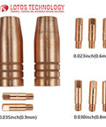 Top Notch Lotos MIG Torch Consumables Kit with two copper nozzles and four contact tips for MIG140 and MIG175 welders.
