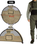 Vented Mesh Wader Bag With Foldable Changing Pad For Fishing And Hunting Gear 35L Capacity 16 By 40 By 7 Inches Khaki Portable
