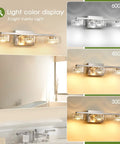 Dimmable Led Three Light Bathroom Vanity Light Over Mirror With Modern Crystal Brushed Nickel Finish And Clear Glass Shades Display