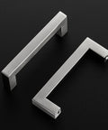Two 30 Pack 4 Inch Brushed Nickel Cabinet Pulls Square Handles for Kitchen Cabinets with 4 Inch Center to Center Mounting displayed on black background.