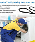 Washer Drive Belt Replaces WPW10388414 W10388414 8183269 W10116915 8182633 8181670 AP6020747 PS11754067 51.1 Inch Total Length 7 Ribs 6 Grooves Beefy Drop In Fit Durable Replacement Belt For Common Front And Top Load Washers, technician repairing washer
