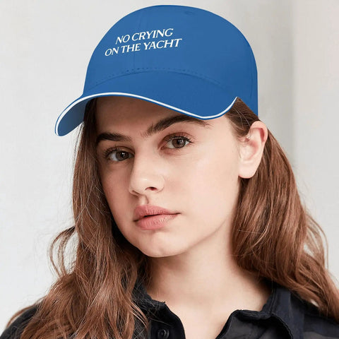 Woman wearing blue golf hat for daughter adjustable cap with cool style and all day comfort breathable fit for outdoor fun
