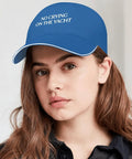 Young woman wearing No Crying On The Yacht Golf Hat For Daughter Blue Dope Lightweight Foldable Adjustable Cap