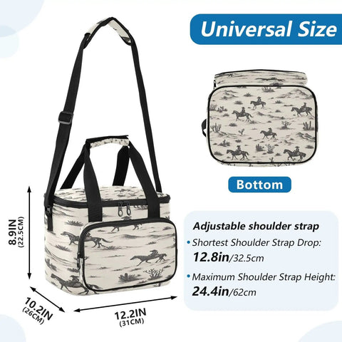 Desert Explorer Insulated Lunch Bag With Leakproof Cooler Interior Waterproof 600D Oxford Fabric Large Picnic Box dimensions