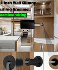 Six Pack Starlink Cable Wall Grommets Rock Solid 3/4 Inch Silicone Bushing Kit shown in use for seamless wiring in modern room.