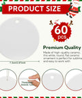 Two-Sided Sublimation Ceramic Ornament Blanks, 3-Inch Round White Ceramic Ornaments For DIY Crafts, size comparison and quality