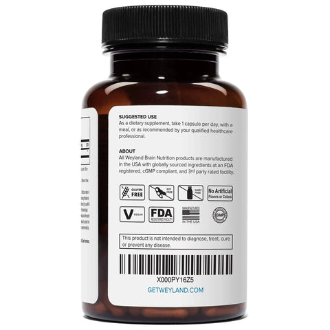 Back view of Lithium Orotate Supplement With 5 Mg Elemental Lithium Per Capsule, 60 Vegetarian Capsules Per Bottle, Pack Of 2.