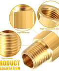 Brass 1/4 in NPT male to 1/4 in inverted flare female propane fitting reducer, pipe adapter, 4 pcs
