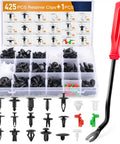 Hella Reliable 425 Piece Kit Car Push Retainer Clips And Auto Fastener Assortment with removal tool in a clear organizer.