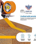 Straight Up Heavy Duty Yellow Packing Tape 2 Inch By 110 Yards Savage Grip Strong Adhesive Carton Sealer applied to a cardboard box.