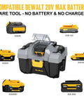 20V Cordless Wet Dry Shop Vacuum Cleaner, 2.6 Gallon Capacity, Bare Tool With No Battery And Charger, Model RCSV-20 with compatible batteries