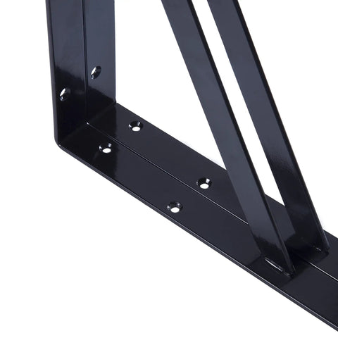 Close-up of Beefy 14 Inch Shelf Brackets 12 Pack For Garage Storage Heavy Duty Wall Mounts in black powder-coated Q235 steel