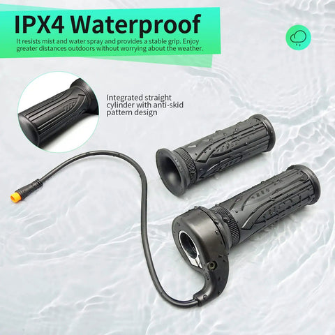 Full Twist Right Handlebar Throttle For E Bikes And Folding Electric Scooters, 24V To 72V Compatible, 3 Pin Waterproof SM Connector, Fits 22MM Handlebars, Works With Most Adult E Bike Controllers, 20X Full WP