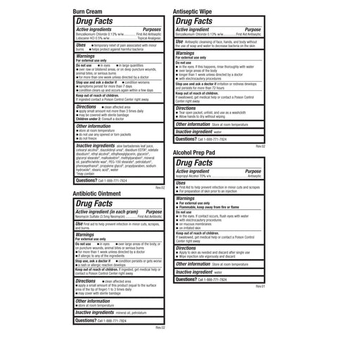 Be Smart Get Prepared OSHA/ANSI First Aid Kit packaging front view showing drug facts panels