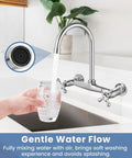 Wall Mount Commercial Kitchen Faucet With 360 Degree Swivel Spout 8 Inch Center Heavy Duty Solid Brass Body Chrome Finish Anti Rust Coating One Point Eight GPM Flow Female Thread Connection