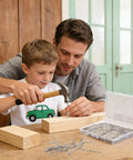 Father and son using 510 Piece Stainless Steel Nails Kit With 7 Sizes For Woodworking Fencing Furniture And DIY Projects Pro Grade