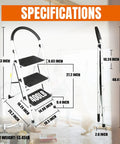 3 Step Folding Ladder Lightweight Step Stool With Wide Anti Slip Pedals For Home Office Kitchen And Garage Grab And Go Easy Carry Open Height 43.5 Inches Service Height 27.2 Inches 400 Pounds Capacity, white folding ladder with dimensions shown