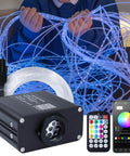 Side Glow Fiber Optic Curtain Lights 6.5 Ft Pack of 50 Strands for Autism Rooms with 16W Light Box, Remote, App Controls