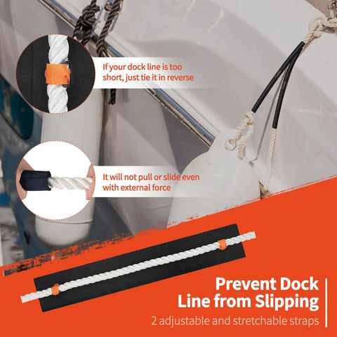 Dock Line Chafe Guards 26 Inch 4 Pack Neoprene Padding That Is Skin Friendly And Non Abrasive With Two Rope Telescopic Fixation Straps
