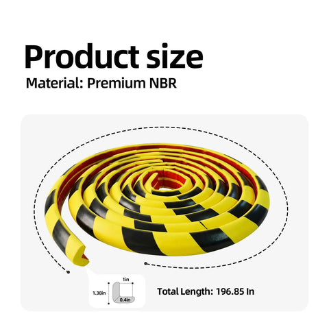 Tough Shop Gear Wall Corner Guards With Zero Hassle Self Adhesive Nbr Foam Edge Protectors Yellow Black Warning Tape Solid Crash Bumper 196.85 in roll made of premium NBR.