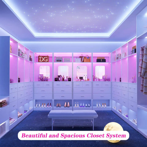 Totally Versatile White Modular Closet System With Drawers, Heavy Duty Wardrobe Organizer With Full Length Mirror, No Sweat Setup Walk In Closet Cabinet For Bedroom, Tough Enough For Two Thousand Pounds