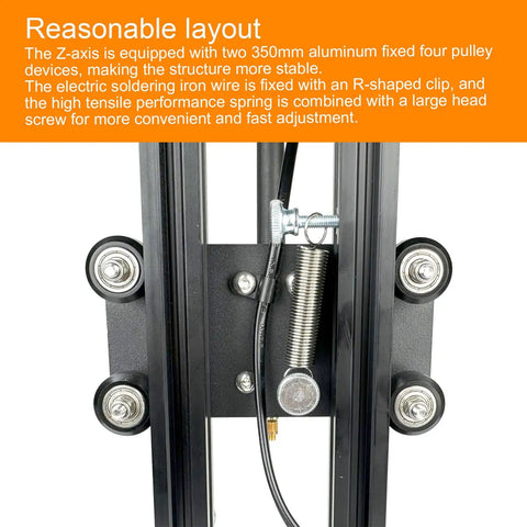 Close-up view of Heavy Duty Heat Press Insertion Tool Kit with 410 mm insertion height, focusing on pulley system and structure