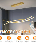 Lit Lightning Shaped LED Chandelier Pendant Light With Remote Control Adjustable 3000K-6500K 47 Inch in a dining room