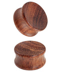 Wood Ear Gauges Set 2 To 6 Pieces Hollow Rosewood Tunnels Plugs With Double Flared Stretchers Piercing Jewelry For Your Stretched Ears 0G To One And Three Sixteenth Inch 8mm To 30mm, showing two double-flared wooden plugs