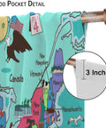 Colorful US Map Curtain Set For Kids Bedroom And Classroom, Cartoon America Design Blackout Window Drapes, Rod Pocket Detail