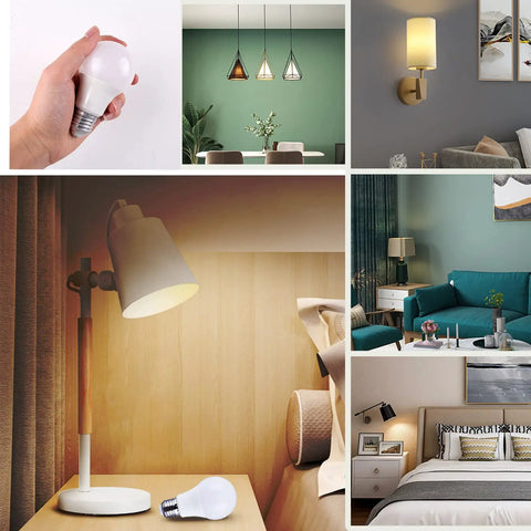 A19 LED Light Bulbs 6500K Cool White, 12.3W, 1710 Lumens, 100W Equivalent, E26 Medium Screw Base, Pack Of 6 in room settings