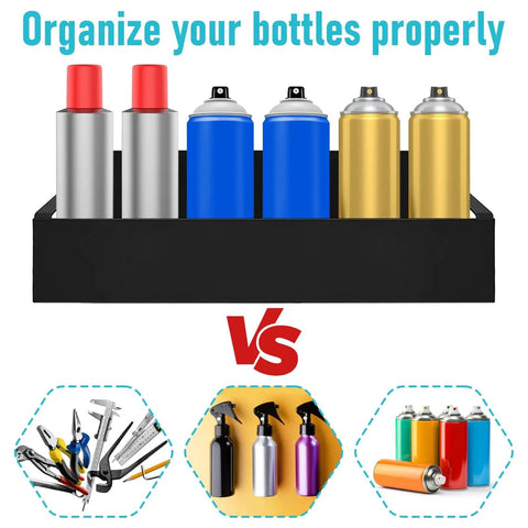 2 Pack Magnetic Spray Can Holders For Garage And Workshop Wall Mounted Spray Bottle Rack Handy Tool Organizer For Paints Oils Cleaners Open Access Design For Quick Grab Black Finish
